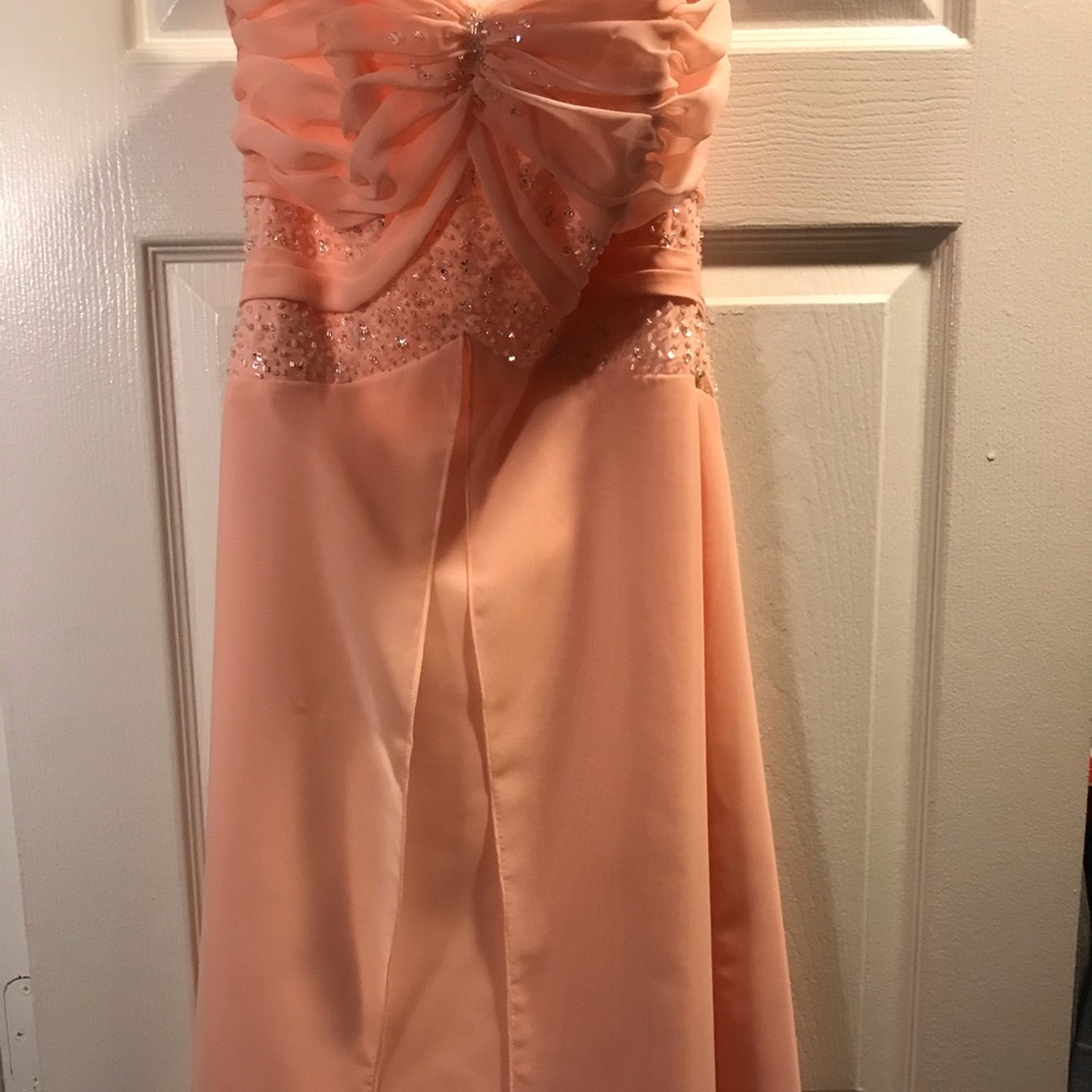 Tea length peach dress